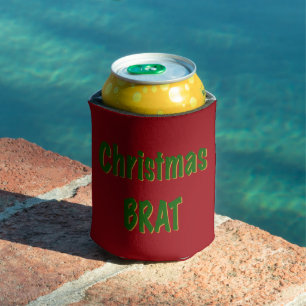 Rafraîchisseur Pour Canette Brai d'or vert de la forêt de Noël sur Crimson rou
