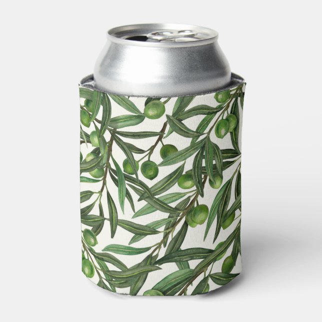 Rafraîchisseur Pour Canette Branches d'olive sur blanc (Can devant)