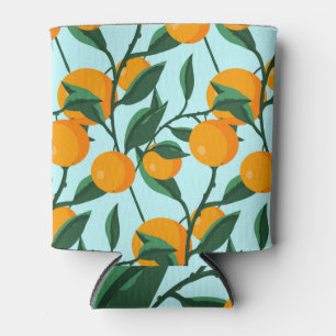 Rafraîchisseur Pour Canette Branches d'oranges, agrumes imprimé vintage.