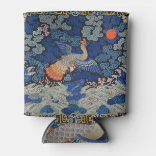 Rafraîchisseur Pour Canette Broderie chinoise bleu d'oiseau Vintage