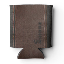 Brown Faux en cuir Monogramme Groomsman Cadeau