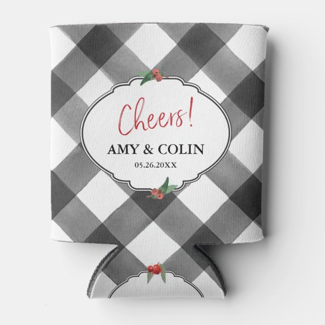 Rafraîchisseur Pour Canette Buffalo Check Black & White Cheveux Mariage person (Devant)