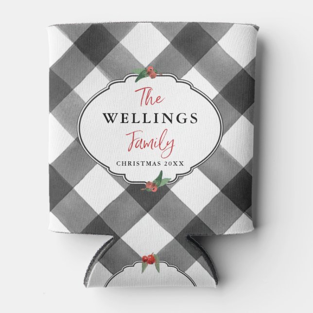 Rafraîchisseur Pour Canette Buffalo Check Black & White Christmas Party Date (Devant)