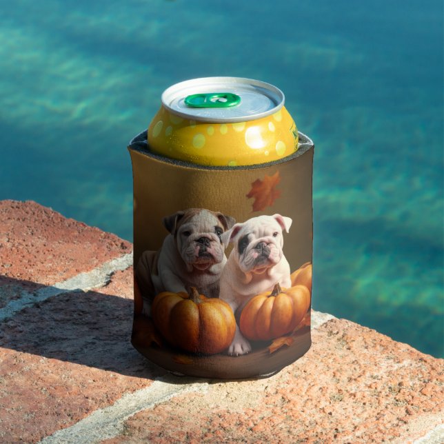 Rafraîchisseur Pour Canette Bulldog Chiot Automne Citrouille de plaisir (Piscine in situ)