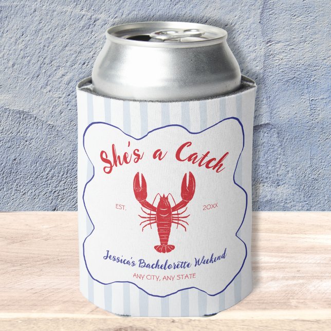 Rafraîchisseur Pour Canette C’est une fête de bachelorette au homard (She’s a Catch Lobster Bachelorette Party Can Cooler)