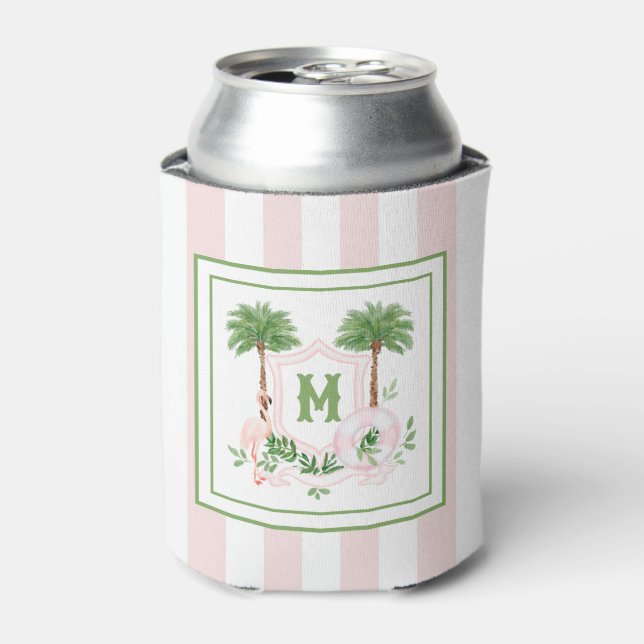 Rafraîchisseur Pour Canette Cabana Stripes Palm Beach Monogram Crest (Can devant)