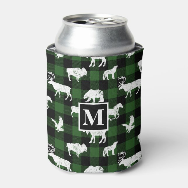 Rafraîchisseur Pour Canette Cabine Buffalo Plaid Lumberjack Check Motif Vert (Can devant)