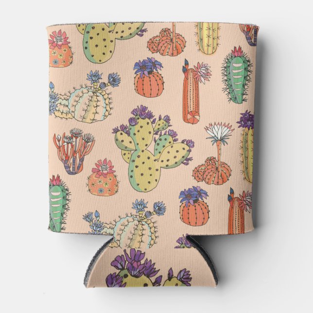 Rafraîchisseur Pour Canette Cactus Floral : Design Motif dynamique. (Devant)