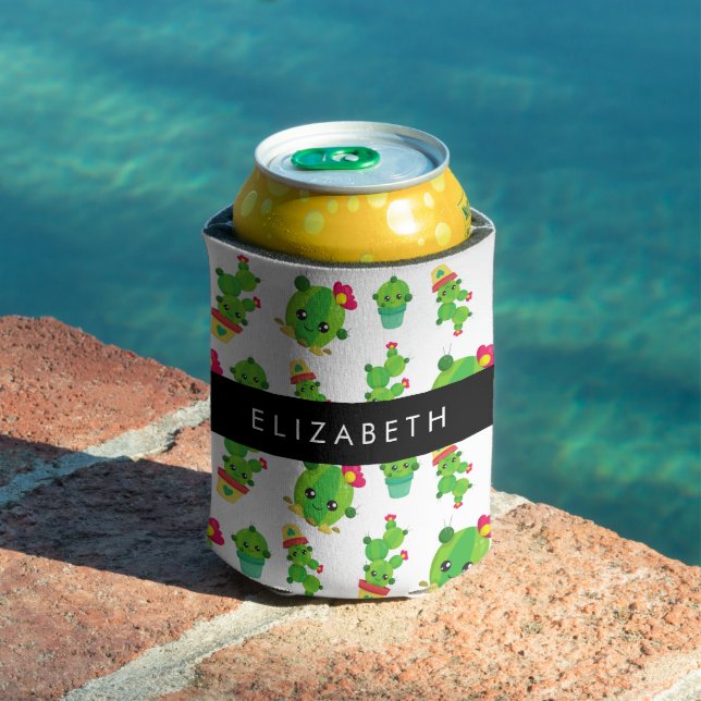 Rafraîchisseur Pour Canette Cactus mignons, Cactus Motif, Succulent, Votre Nom (Piscine in situ)