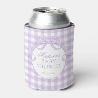 Rafraîchisseur Pour Canette Cadeau de Baby Shower à nœud Coquette Gingham Viol