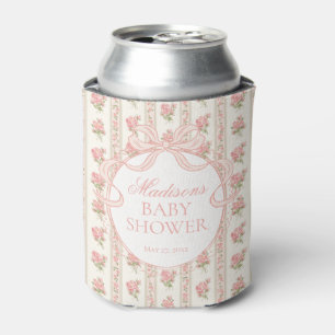 Rafraîchisseur Pour Canette Cadeau de Baby Shower Fancy Floral Rose et Beige