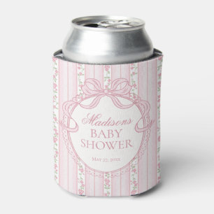 Rafraîchisseur Pour Canette Cadeau de Baby Shower Fleuris Élégant Vintage Rose