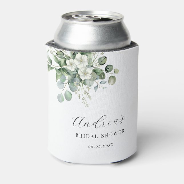 Rafraîchisseur Pour Canette Cadeau de mariage floral d'eucalyptus blanc (Can Dos)