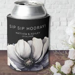 Rafraîchisseur Pour Canette Cadeau de mariage floral noir moderne