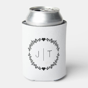 Rafraîchisseur Pour Canette Cadeau de Mariage Monogramme Couronne de Coeur Gri