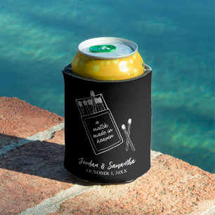 Rafraîchisseur Pour Canette Cadeau de mariage Noir & Crème Allumette Faits l'u