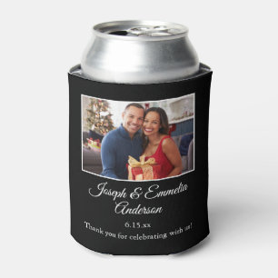 Rafraîchisseur Pour Canette Cadeau de mariage noir Photo Couple Photo, Noms