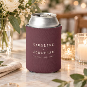 Rafraîchisseur Pour Canette Cadeau de mariage personnalisé minimaliste bordeau