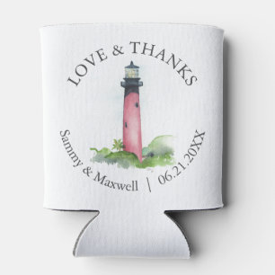 Rafraîchisseur Pour Canette Cadeau de mariage sur la plage Phare à l'aquarelle