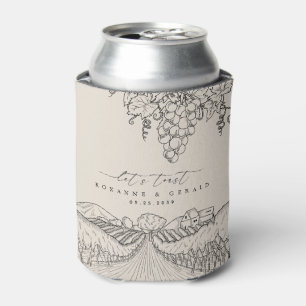 Rafraîchisseur Pour Canette Cadeau de mariage vignoble dessiné à la main en To