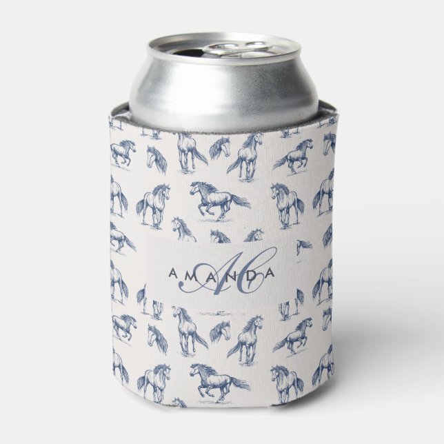 Rafraîchisseur Pour Canette Cadeaux de monogramme initial chevaux bleus élégan (Can devant)