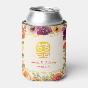 Rafraîchisseur Pour Canette Cadre fleuri coloré mariage chinois beige