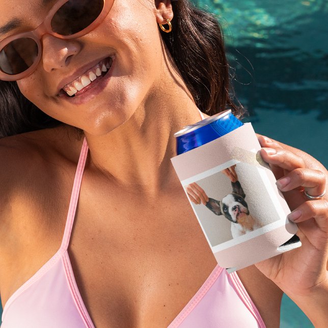 Rafraîchisseur Pour Canette Cadre rose Pastel moderne | Photo personnelle de c (Créateur téléchargé)