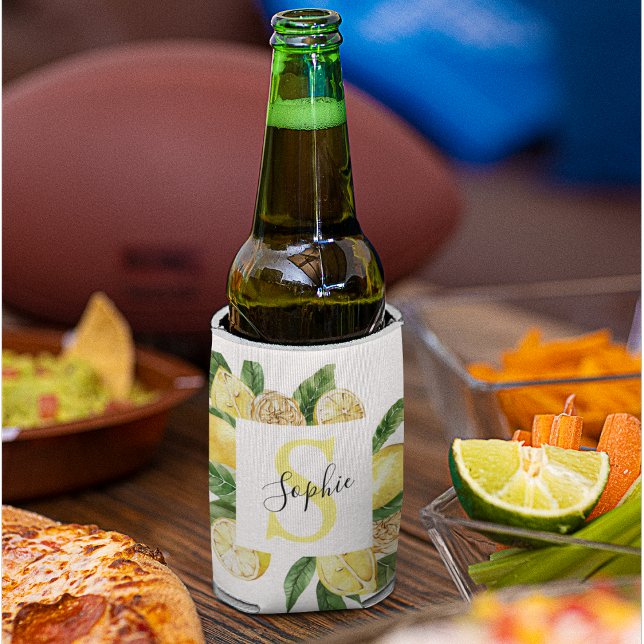 Rafraîchisseur Pour Canette Cadres et Feuilles de citrons jaunes modernes avec (Créateur téléchargé)