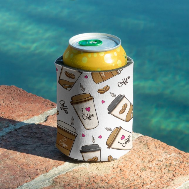 Rafraîchisseur Pour Canette Cafés, Fèves de café, Amateur de café, Coeurs (Piscine in situ)