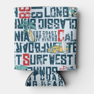 Rafraîchisseur Pour Canette California Surfing Team : Grunge Seamless Motif.