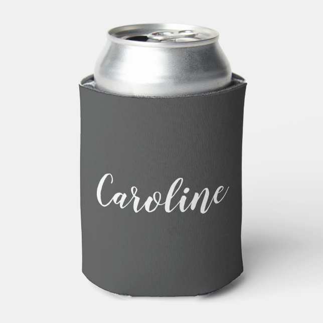 Rafraîchisseur Pour Canette Calligraphie de nom moderne minimaliste noir blanc (Can devant)