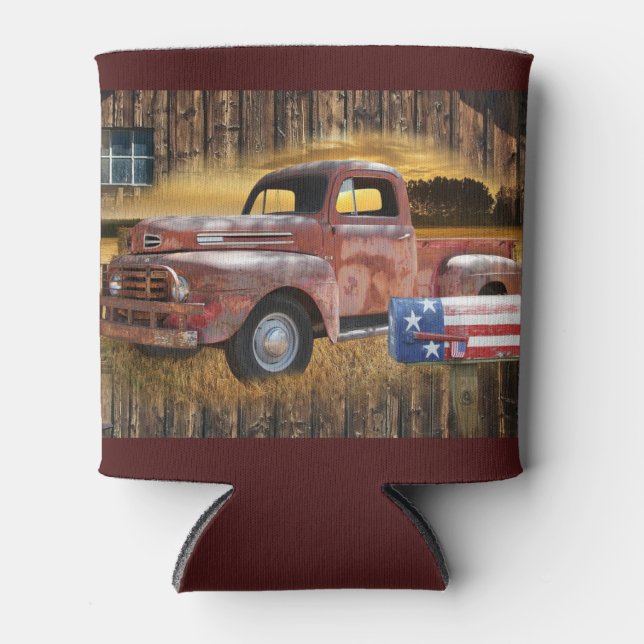 Rafraîchisseur Pour Canette Camion rouge vintage (Devant)