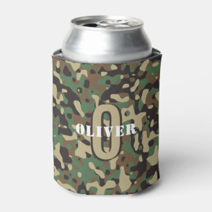 Rafraîchisseur Pour Canette Camo camouflage vert Brown beige Nom du monogramme