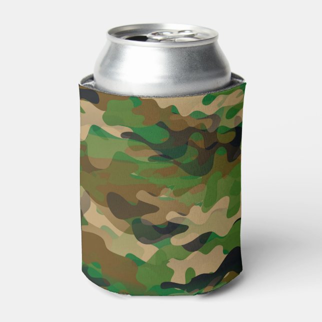 Rafraîchisseur Pour Canette Camoflage Can Cooler Vert Brown Beige (Can devant)