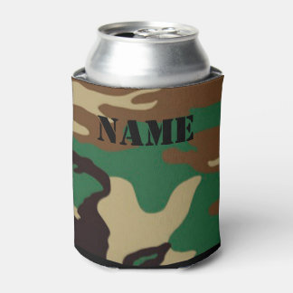 Rafraîchisseur Pour Canette Camouflage en bois ~ Nom personnalisé / Initiales