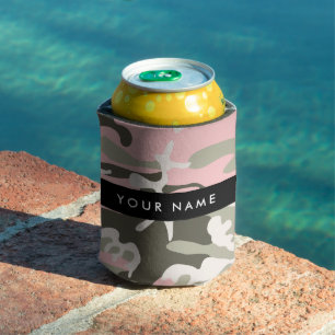 Rafraîchisseur Pour Canette Camouflage Rose et Vert Personnalisez votre nom