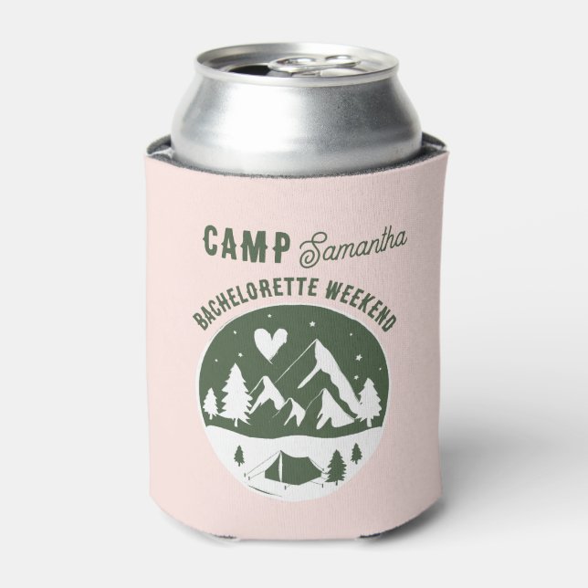 Rafraîchisseur Pour Canette Camp Bachelorette Party Camping Bach Weekend Pink (Can devant)