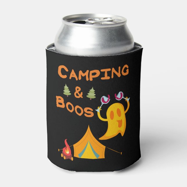 Rafraîchisseur Pour Canette Camping & Boos Ghosts Vin Camping Halloween (Can devant)