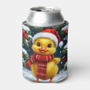Rafraîchisseur Pour Canette Caneton jaune festif en chapeau de Père Noël
