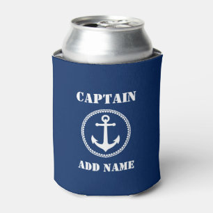 Rafraîchisseur Pour Canette Capitaine Add Name d'ancre flottante ou bleu nomm