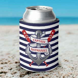 Rafraîchisseur Pour Canette Capitaine Anchor Nautical Oars Stripes
