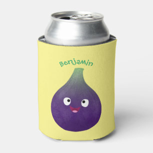 Rafraîchisseur Pour Canette Caricature de fruits mauve joyeux aux figues