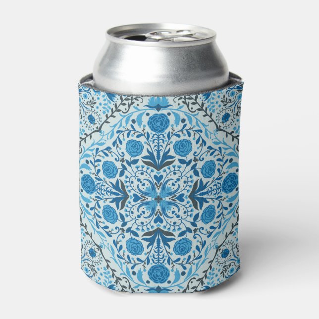 Rafraîchisseur Pour Canette Carreaux à fleurs bleus (Can devant)