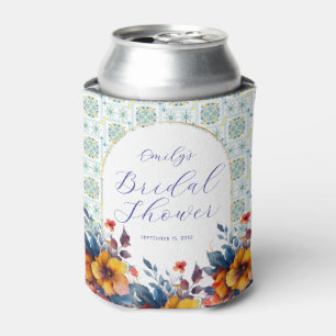Rafraîchisseur Pour Canette Carreaux italiens modernes bleus à motif floral