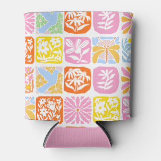 Rafraîchisseur Pour Canette Carrelage floral coloré Botanique Folk Whimsical