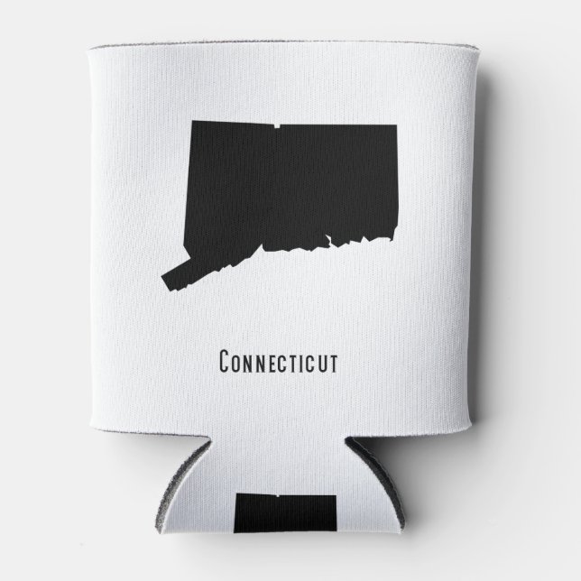 Rafraîchisseur Pour Canette Carte Connecticut - Noir et Blanc Moderne Simple (Devant)