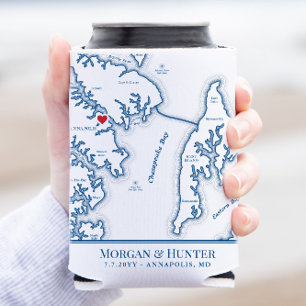 Rafraîchisseur Pour Canette Carte d'Annapolis Kent Island Cadeau de Mariage Bo
