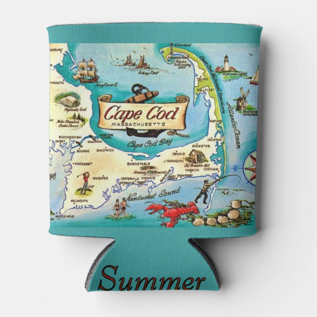 Rafraîchisseur Pour Canette Carte de Cape Cod  (Devant)
