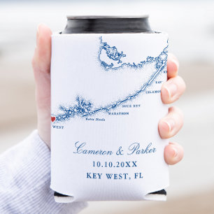 Rafraîchisseur Pour Canette Carte de Key West FL Élégante Mariage Bleu Marine