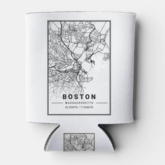 Rafraîchisseur Pour Canette Carte de la ville lumineuse de Boston (Devant)